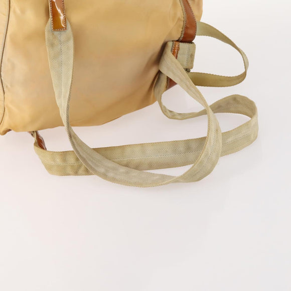 PRADA Backpack Nylon Beige Silver Auth gh1768