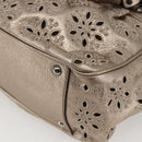 Salvatore Ferragamo Gancini Hand Bag Leather Champagne Gold Silver Auth gh1771-15