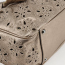 Salvatore Ferragamo Gancini Hand Bag Leather Champagne Gold Silver Auth gh1771-16