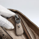 Salvatore Ferragamo Gancini Hand Bag Leather Champagne Gold Silver Auth gh1771-10