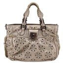 Salvatore Ferragamo Gancini Hand Bag Leather Champagne Gold Silver Auth gh1771-13