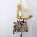 Salvatore Ferragamo Gancini Hand Bag Leather Champagne Gold Silver Auth gh1771-22