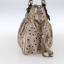 Salvatore Ferragamo Gancini Hand Bag Leather Champagne Gold Silver Auth gh1771-3