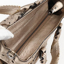 Salvatore Ferragamo Gancini Hand Bag Leather Champagne Gold Silver Auth gh1771-6