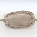 Salvatore Ferragamo Gancini Hand Bag Leather Champagne Gold Silver Auth gh1771-5