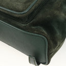 GUCCI Bamboo Backpack Suede Leather Green Gold Auth gh1772-10