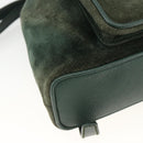 GUCCI Bamboo Backpack Suede Leather Green Gold Auth gh1772-15