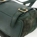 GUCCI Bamboo Backpack Suede Leather Green Gold Auth gh1772-16