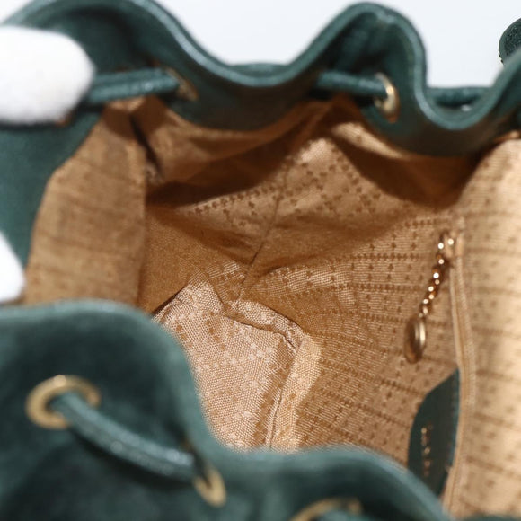 GUCCI Bamboo Backpack Suede Leather Green Gold Auth gh1772