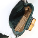 GUCCI Bamboo Backpack Suede Leather Green Gold Auth gh1772-23