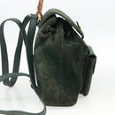 GUCCI Bamboo Backpack Suede Leather Green Gold Auth gh1772-3