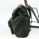 GUCCI Bamboo Backpack Suede Leather Green Gold Auth gh1772-4