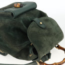 GUCCI Bamboo Backpack Suede Leather Green Gold Auth gh1772-6