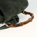 GUCCI Bamboo Backpack Suede Leather Green Gold Auth gh1772-7