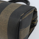 FENDI Pecan Canvas Mini Boston Bag PVC Black Brown gold Auth gh1773-8