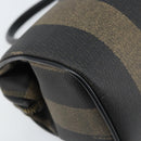 FENDI Pecan Canvas Mini Boston Bag PVC Black Brown gold Auth gh1773-17