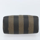 FENDI Pecan Canvas Mini Boston Bag PVC Black Brown gold Auth gh1773-5