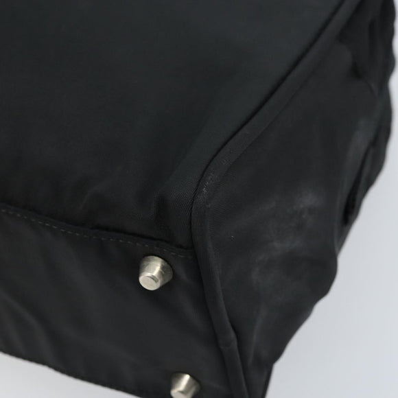 PRADA Hand Bag Nylon Black Silver Auth gh1778