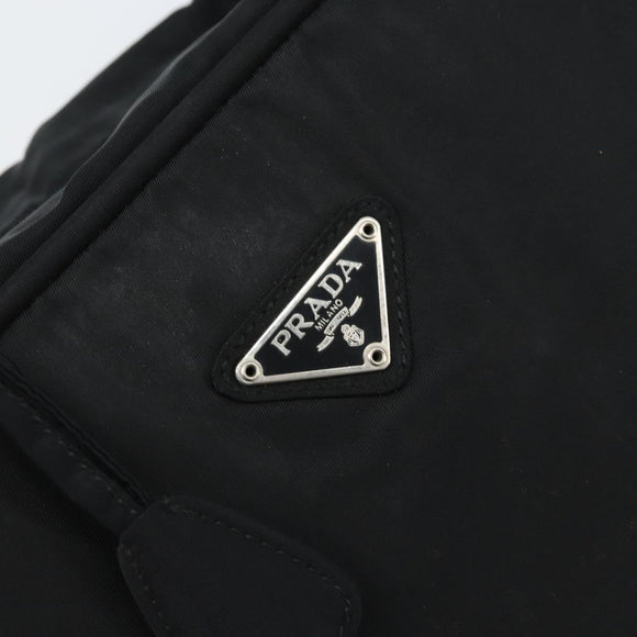 PRADA Hand Bag Nylon Black Silver Auth gh1778