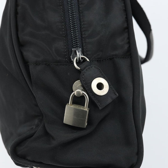 PRADA Hand Bag Nylon Black Silver Auth gh1778