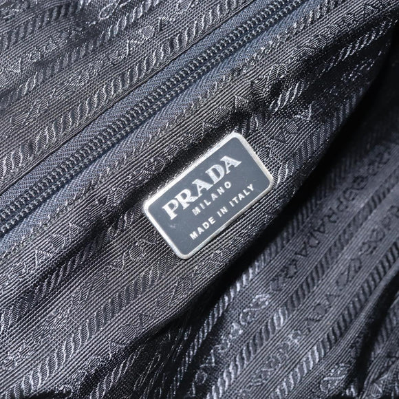 PRADA Hand Bag Nylon Black Silver Auth gh1778