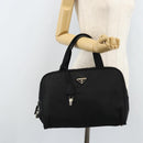 PRADA Hand Bag Nylon Black Silver Auth gh1778-25