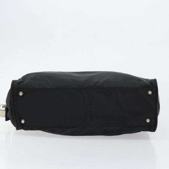PRADA Hand Bag Nylon Black Silver Auth gh1778
