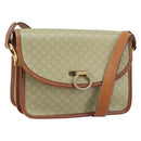 CELINE Macadam Canvas Shoulder Bag PVC Leather Beige Gold Auth gh1779-1