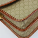CELINE Macadam Canvas Shoulder Bag PVC Leather Beige Gold Auth gh1779-14