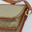 CELINE Macadam Canvas Shoulder Bag PVC Leather Beige Gold Auth gh1779-15