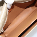 CELINE Macadam Canvas Shoulder Bag PVC Leather Beige Gold Auth gh1779-10
