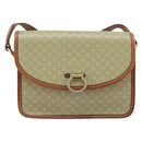 CELINE Macadam Canvas Shoulder Bag PVC Leather Beige Gold Auth gh1779-13