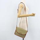 CELINE Macadam Canvas Shoulder Bag PVC Leather Beige Gold Auth gh1779-24