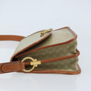 CELINE Macadam Canvas Shoulder Bag PVC Leather Beige Gold Auth gh1779-4