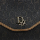 Christian Dior Honeycomb Canvas Chain Shoulder Bag PVC Black Gold Auth gh1780-17