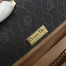 Christian Dior Honeycomb Canvas Chain Shoulder Bag PVC Black Gold Auth gh1780-11