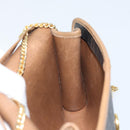 Christian Dior Honeycomb Canvas Chain Shoulder Bag PVC Black Gold Auth gh1780-18