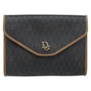 Christian Dior Honeycomb Canvas Chain Shoulder Bag PVC Black Gold Auth gh1780-13