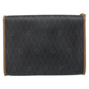 Christian Dior Honeycomb Canvas Chain Shoulder Bag PVC Black Gold Auth gh1780-2
