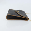 Christian Dior Honeycomb Canvas Chain Shoulder Bag PVC Black Gold Auth gh1780-3