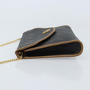 Christian Dior Honeycomb Canvas Chain Shoulder Bag PVC Black Gold Auth gh1780-4