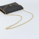 Christian Dior Honeycomb Canvas Chain Shoulder Bag PVC Black Gold Auth gh1780-7
