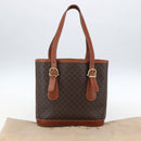 CELINE Macadam Canvas Hand Bag PVC Leather Brown Gold Auth gh1781-23