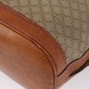 CELINE Macadam Canvas Shoulder Bag PVC Leather Beige Gold Auth gh1784-13