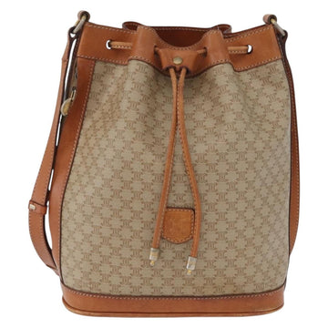 CELINE Macadam Canvas Shoulder Bag PVC Leather Beige Gold Auth gh1784 - 0