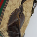 GUCCI GG Canvas Web Sherry Line Boston Bag Beige Gold Red Auth gh1789-12