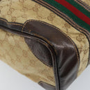 GUCCI GG Canvas Web Sherry Line Boston Bag Beige Gold Red Auth gh1789-13