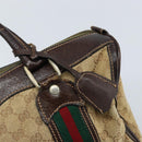 GUCCI GG Canvas Web Sherry Line Boston Bag Beige Gold Red Auth gh1789-14