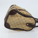 GUCCI GG Canvas Web Sherry Line Boston Bag Beige Gold Red Auth gh1789-4