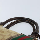 GUCCI GG Canvas Web Sherry Line Boston Bag Beige Gold Red Auth gh1789-8